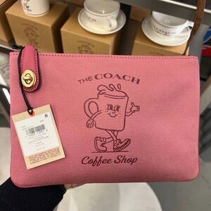 Coach Coffee Shop Lil Miss Jo Pink Pouch NWT